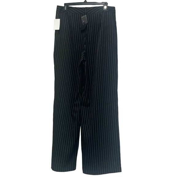 19 Cooper Front Seam Wide Leg Pants In Black/ White Stripes, Sz. L - Picture 5 of 10